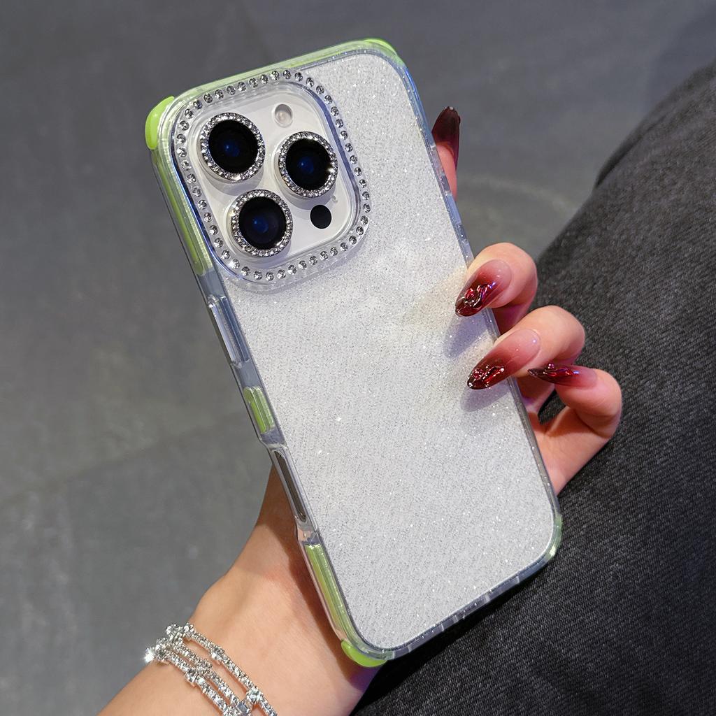 Für iPhone 16 Pro Max Hülle Strassdekor Glitzer TPU Anti-Sturz Handyhülle