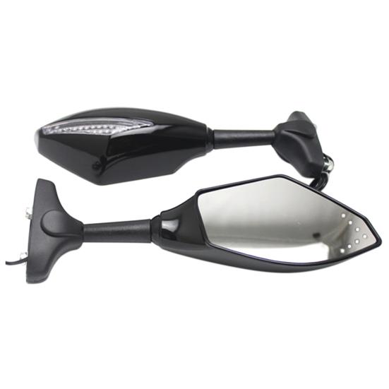 2Pcs Motorcycle Handlebar Mount Rearview Mirror with LED Turn Signal Lights