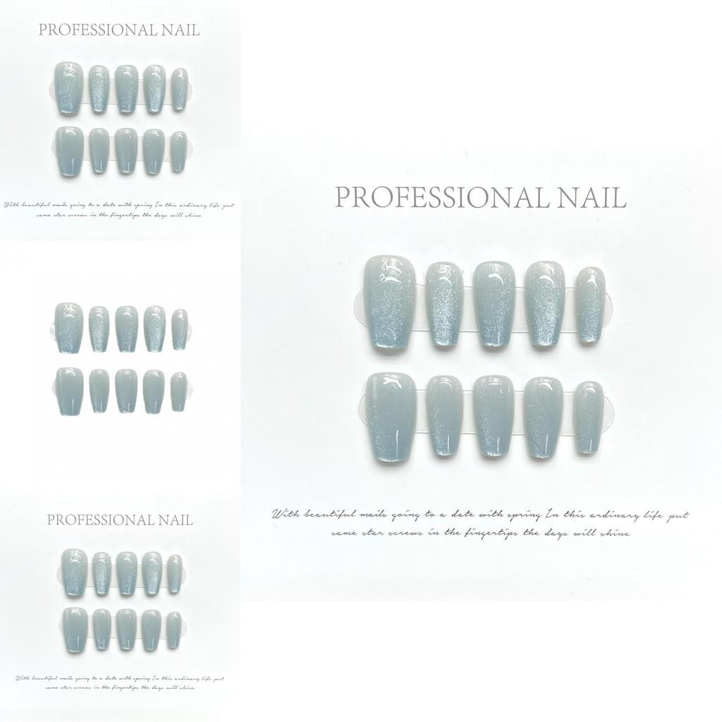 Eisblaue Katzenaugen-Nagelsticker Kleine, mittlere und extra kleine Größen Süß-würdiger Blush-Stil