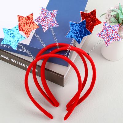 Independence Day Headbands Satr Shape with Shiny Glitter Deisgn 4th of July Hair Band Patriotic Holiday Party Hair Accessories