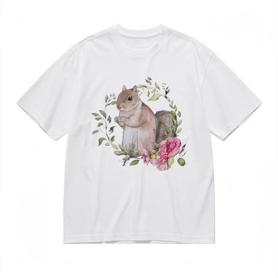 Herren Bequemes Komfortables Klassisches T-Shirt Naturinspiriertes Eichhörnchen Grafik T-Shirt