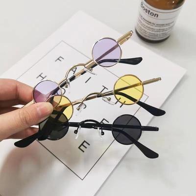 Superkleiner Rahmen Runde Retro-Sonnenbrille Herren und Damen Mini Kleiner Runder Rahmen Tischbrille Verräterbrille Hip-Hop-Sonnenbrille