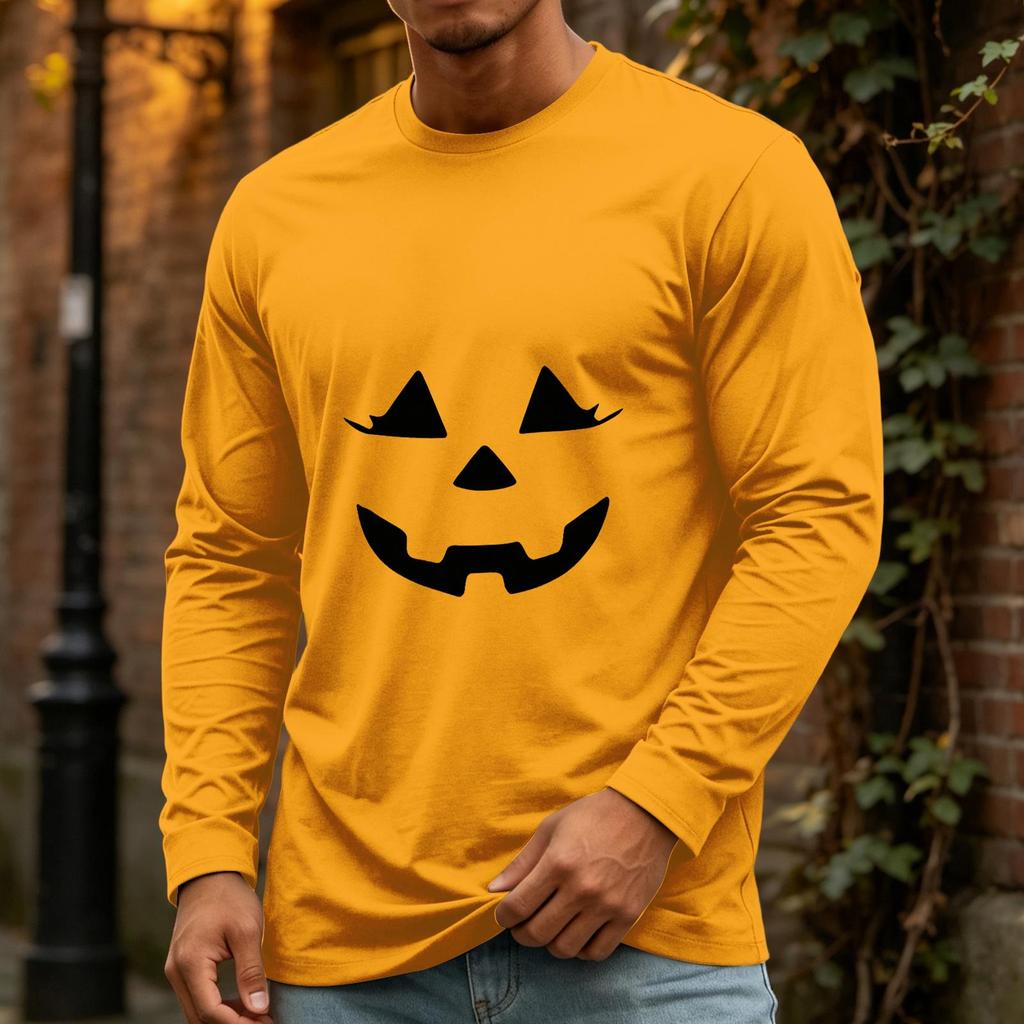 Men's Halloween Long Sleeve Neck Casual Top for Party