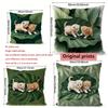 Cute Kittens Tropical Leaves Throw Pillow Covers Pattern Cushion Cover Suitable For Sofa Bedroom Car Pillow Cover