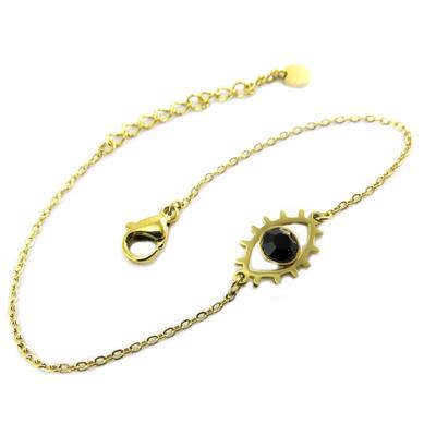 [P7919] - Designerarmband Stahl 'Auge der Fatima' Schwarzgold - 13x8 mm