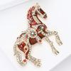 Alloy Multicolor Horse Brooch Rhinestone Inlaid Standing Horse Brooch Lapel Pin Zodiac Year Animal Brooch for Men Women Clothing Accessories