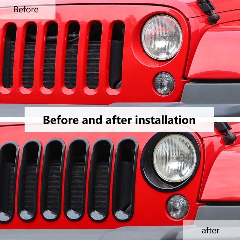 ABS Car Headlight Decorative Cover Grille Decoratiion Stickers For Jeep Wragnler JK 2007-2017 Car Exterior Accessories