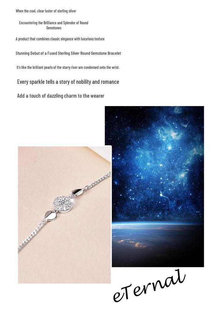 S925 Sterling Silver Diamond & Heart Rhinestone Bracelet: Elegant, Simple, Versatile Gift for Women