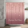 Pink Sparkly Shower Curtain Decor Custom Text White Bath Mat Set