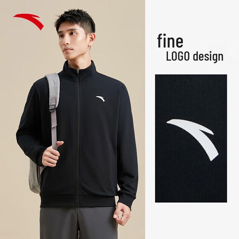 ANTA Unisex Fleece-Lined Stand Collar Knit Sports Jacket