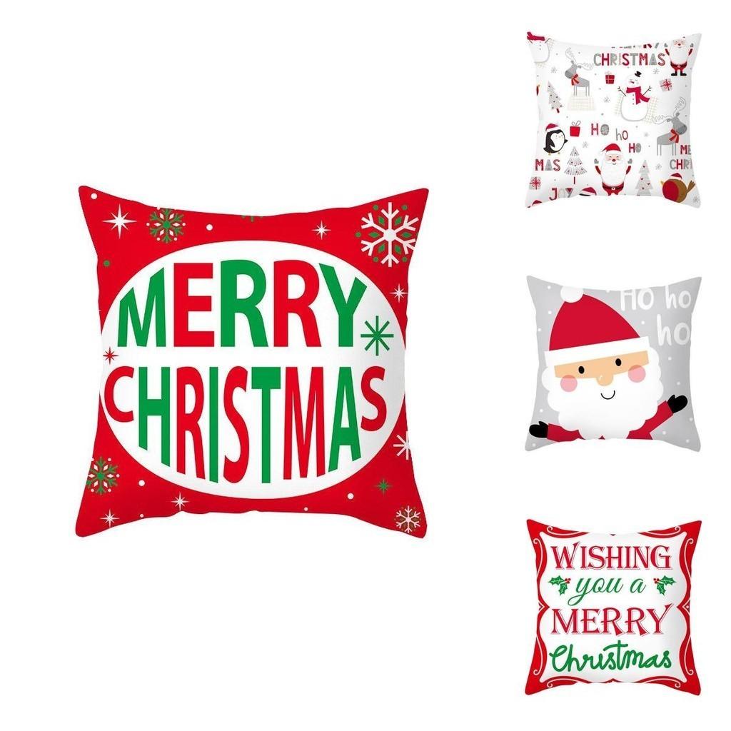 Capa de Almofada Festiva de Pai Natal de Natal com Veludo Super Macio de Pele de Pêssego Para Decoração de Casa