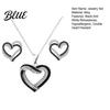 Rhinestone Heart Jewelry Overlapping Hearts Set Black White Necklace