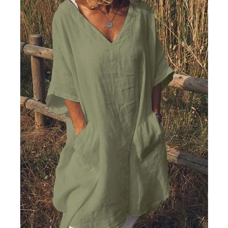 Stylish Women Long Tops Mini Dress Featuring Casual Half Sleeve Boho Design In Plus Sizes