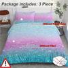 3-Piece Vibrant Turquoise Blue and Pink Pastel Glitter Bedding Set - Duvet Cover Sets with Shining Effect, Trendy Bedspreads