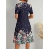 Women Floral Print V Neck Short Sleeve High Waist Fitted Bodycon Midi Dress