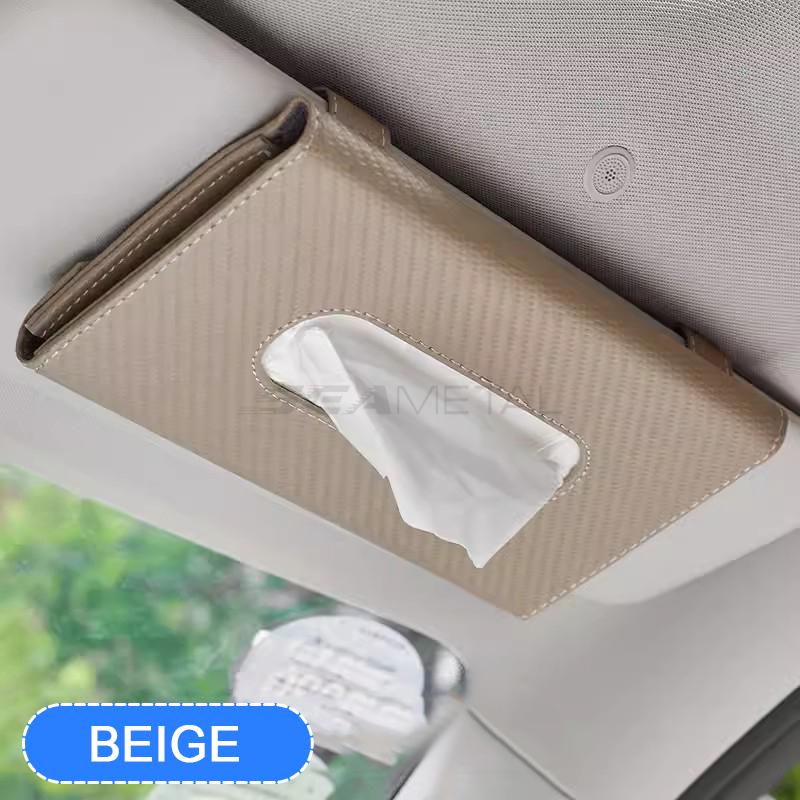 Boîte à mouchoirs universelle pour pare-soleil de voiture, sac de rangement pour serviettes en papier, boîte à mouchoirs en fibre de carbone pour pare-soleil