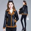 Winter Women's Leather Fashion Fur Coat Lamb Fur Coat Plus Velvet Thick Short Large Size Leather Coat
