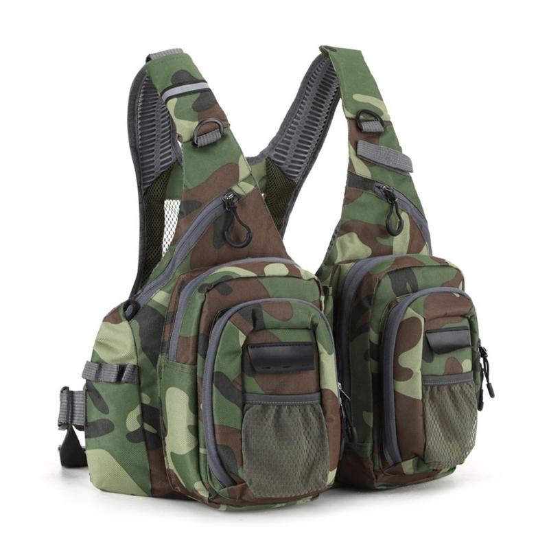 Breathable Fly Fishing Vest Portable Adjustable Chest Pack Fishing Tackle Backpack Meshes Fishing Vest Tackle Bag камуфляжный