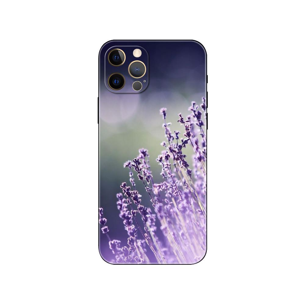 Etui na telefon lawendowy do iPhone'a 5 5s 2020 SE 6 6s 7 8 Plus X 10 XR XS 11 12 13 mini pro MAX czarne etui z tyłu z TPU