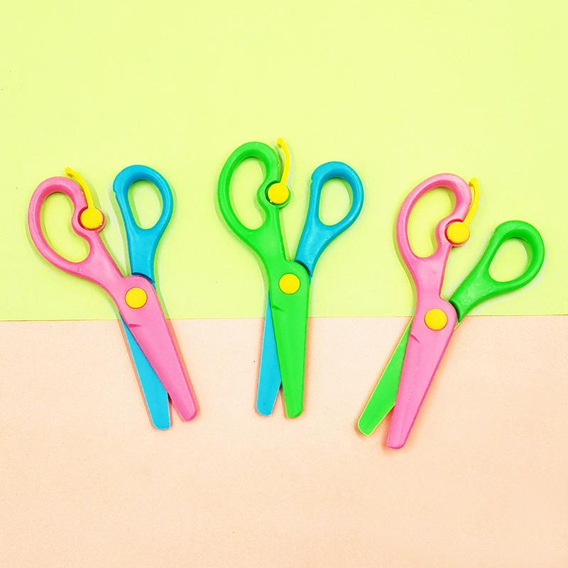 Children's students cut labor-saving elastic safety small scissors DIY handmade art stationery kindergarten plastic handmade scissors