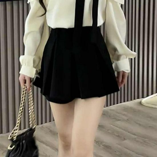 

Spring 2026 Women s Stylish French Tie-Up Shirt & Short Skirt Set S [recommended for 42.5-47.5 kg]