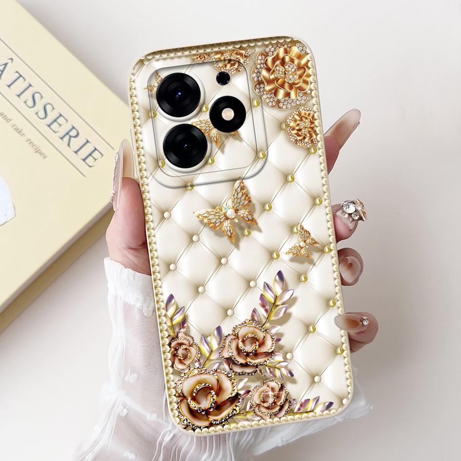 For Tecno Spark 10 Pro Case Cartoon Flower Liquid Silicone Shockproof Cover For Tecno Spark10 Pro Spark 10Pro 4G KI7 Phone Cases