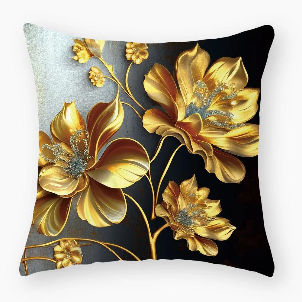 Luxuriöse Heimdeko Kissenbezug Retro Kunst Ölmalerei Stil Blumenmuster Büro Sofa Kissenbezug