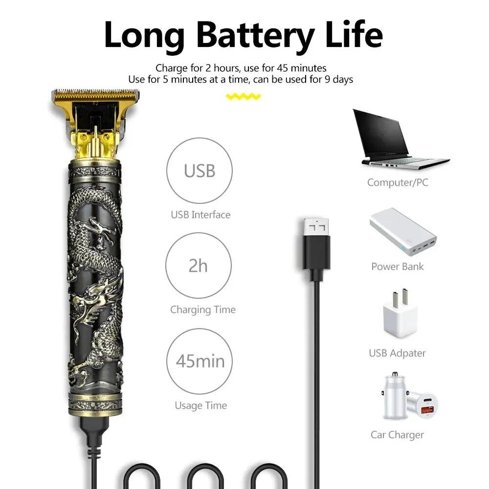 Vintage T9 Electric Cordless Hair Cutting Machine Professional Hair Barber Trimmer For Men Clipper Shaver Beard Lighter