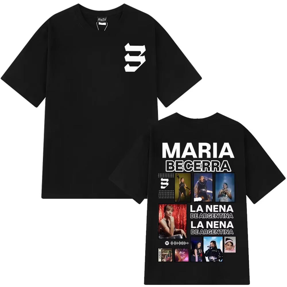 

Singer Maria Becerra La Nena Album 2026 Tour Vintage T Shirt Men Women Hip Hop T Shirts Cotton Short Sleeve Tshirts Fan Gifts 2XL