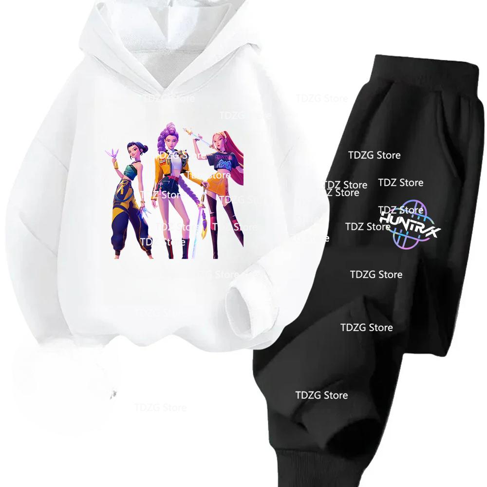Hot Movie KPop Witch Hunter Group Fleece Hooded Children's Set Hoodies+Pants Suit Fashion Boy Girl Sport Tracksuit Autumn Winter