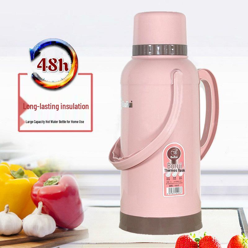 Large Leather-Covered Thermos Flask for Home or Dorm Use - Keeps Tea Warm, Plastic Exterior, Ideal for Students