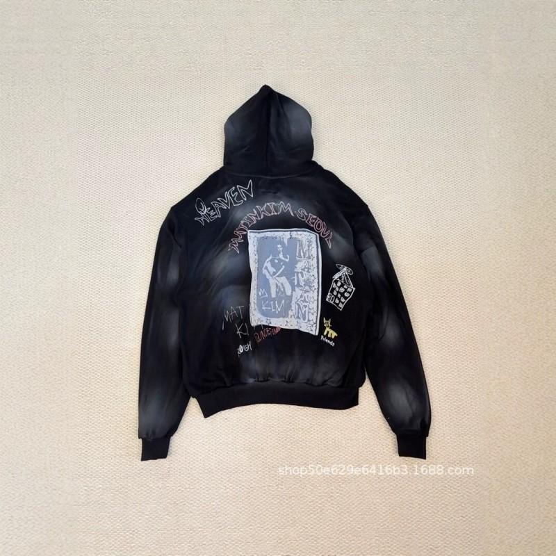 Matin Kim Womens Vintage Distressed Zip Hoodie Loose Fit Letter Print Streetwear Jacket Fall 2026