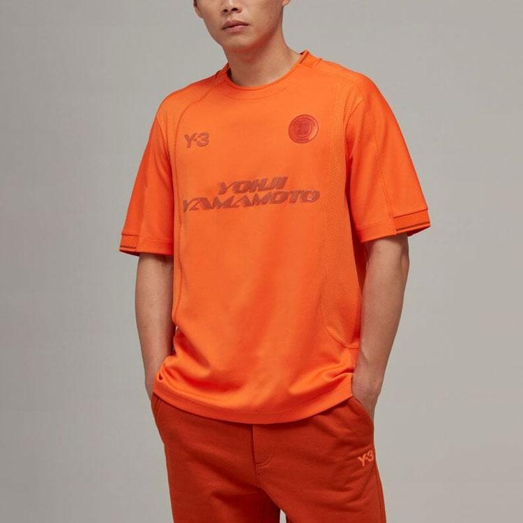 Y-3 Letter Print Crew Neck Short Sleeve T-Shirt Men Tops Orange HT2279