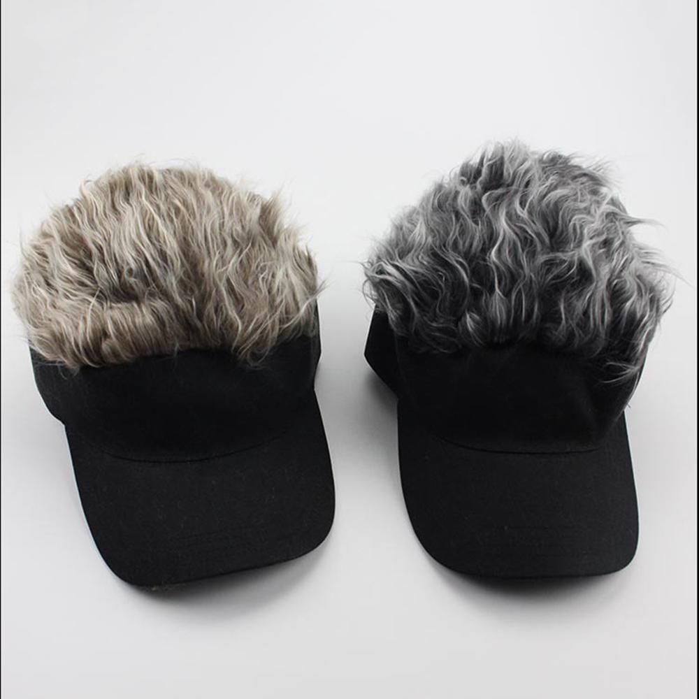 Fake Flair Hair Sun Visor Cap with Hair Wig Hats Novelty Baseball Caps Accessory