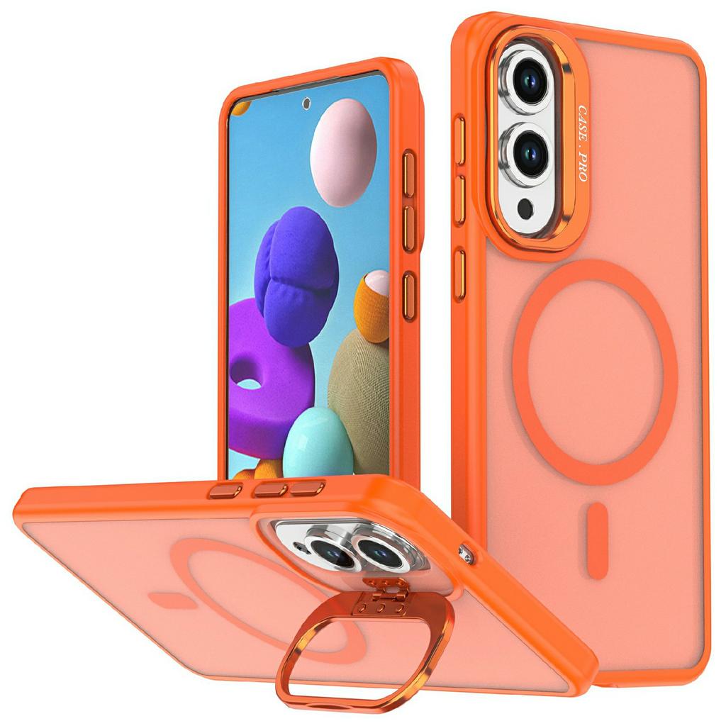 For Samsung Galaxy S25 Edge Magnetic Case Foldable Kickstand Matte PC + TPU Phone Cover