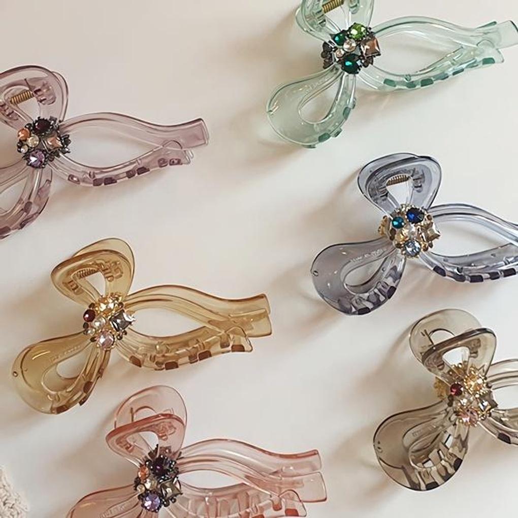 Women's Daily Hair Transparent Big Ribbon Clip