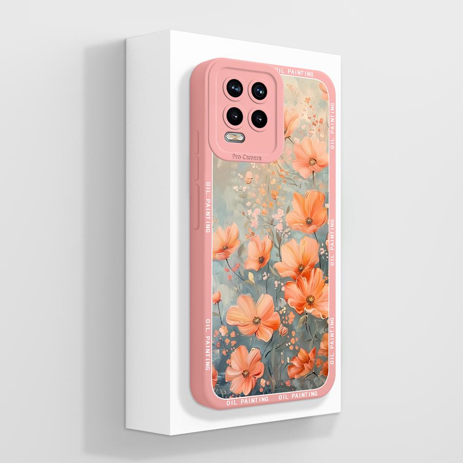 For Realme 8 Pro 8i 8S Phone Case Cute Flower Patterns Soft Liquid Silicone Full Coverage Cover For Realme 8Pro Anti Drop Shell