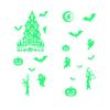 Halloween Decor Fluorescent Static Cling Stickers Ghost Haunted House Glass Decals Party