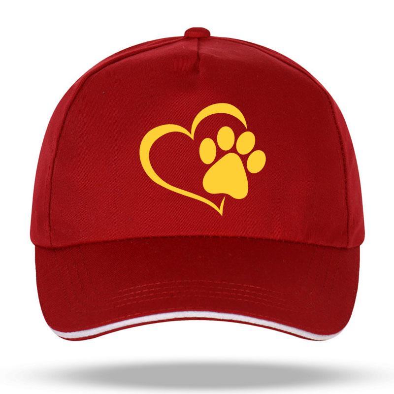 Neue Unisex Damen Mode Niedliche Hundepfote mit Pfirsichherz Baseballkappen für Hip Hop Baumwolle Trucker Cap Bone Papa Hüte