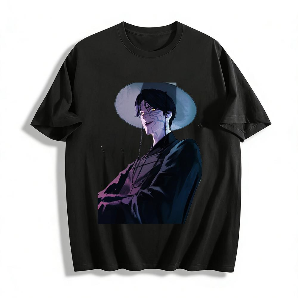 

Gorgeous Dark Patterned Anime Figure Print Tops Trendy Niche Cool Loose Casual Long Sleeve Tees Pure cotton T-shirt XXS