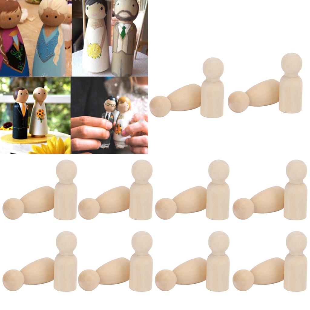 20pcs Wooden Peg Dolls Uned Angel Shape Toddler Wood Doll Bodies for Children   Craft Toys Gifts Graffiti