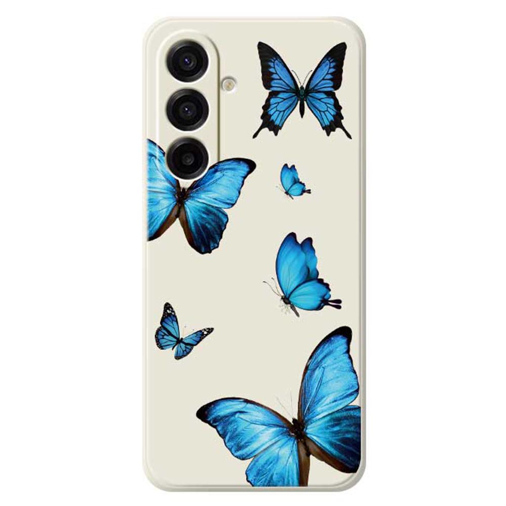 For Samsung Galaxy A17 5G Case Blue Butterflies Pattern Printing Straight Edge TPU Phone Back Cover
