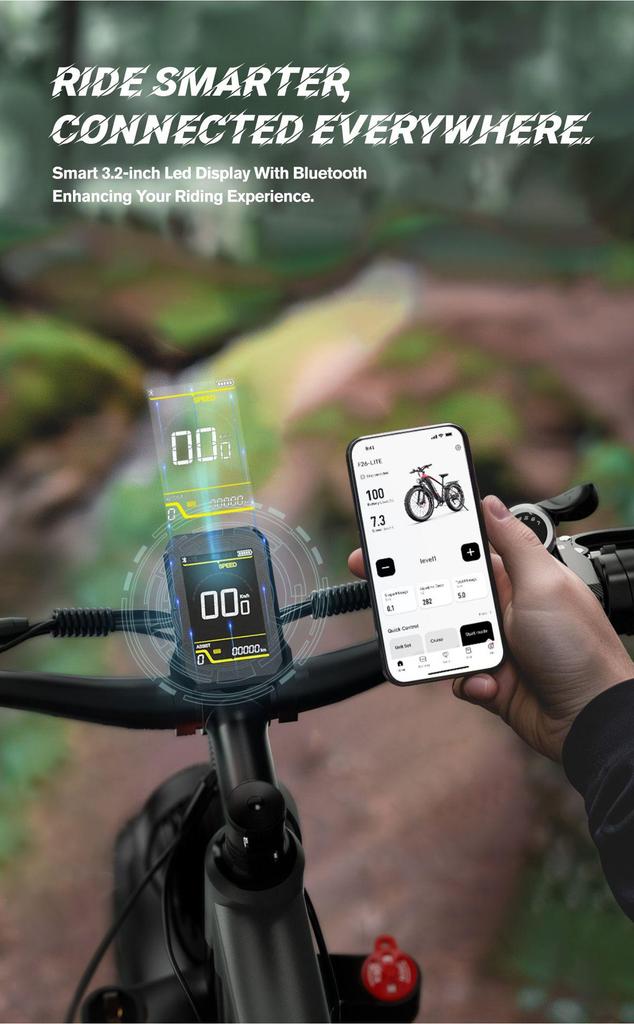 DUOTTS F26 Lite Elektrofahrrad für Erwachsene 500W Motor 48V 18Ah Akku 26*4.0 Zoll Reifen 50km/h Max. Geschwindigkeit 90km Max. Reichweite Shimano 7-Gang