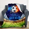 1pc Soccer Ball Fire Outdoor Blanket Lightweight Flannel, Soft & Warm, All-Season Use for Sofa, Outdoor, Camping, Living Room, Office089