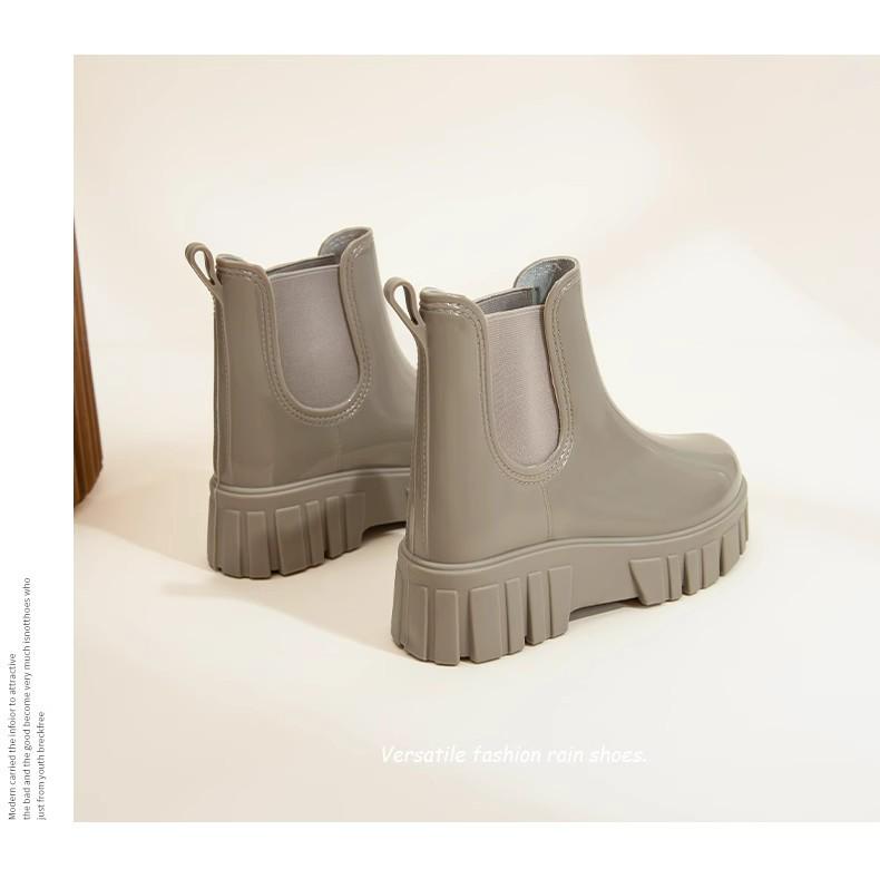 Damen 2024 Modische Wasserdichte Rutschfeste Mittelhohe Regenstiefel - Leichte Gummi-Schuhe mit dicker Sohle.