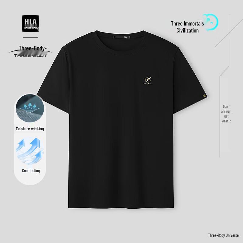 HLA Men s Three-Body Civilization Series Cooling Crew Neck Short Sleeve T-Shirt 3XL