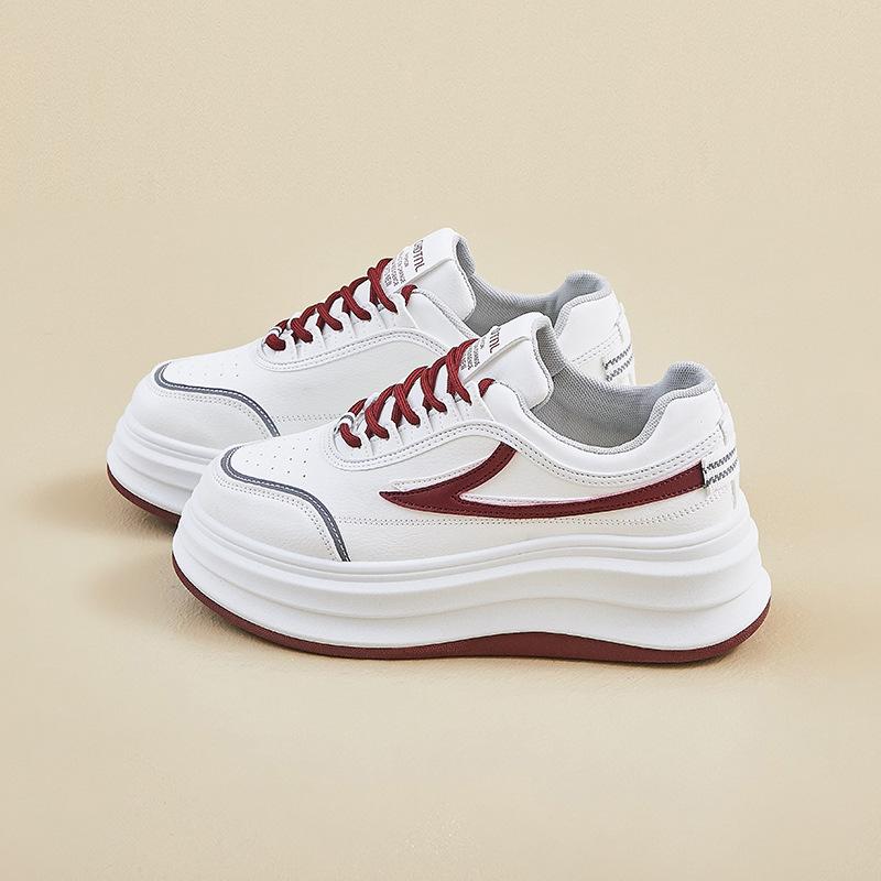 Women‘s Casual Chunky Platform Sneakers Breathable PU Leather Anti-Slip Sport Walking Shoes for Women Outdoor Comfortable Lace-up Tennis Sneakers