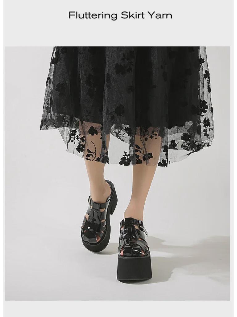 Damen Wasserdichte Mesh Plateau Slip-On Sandalen, 11 cm Hoher Absatz, Sommer Outdoor Große Größe