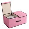 Foldable Cotton Linen Storage Box Convenient Double Lid Underwear Organizer Clothing Container for Home Organization