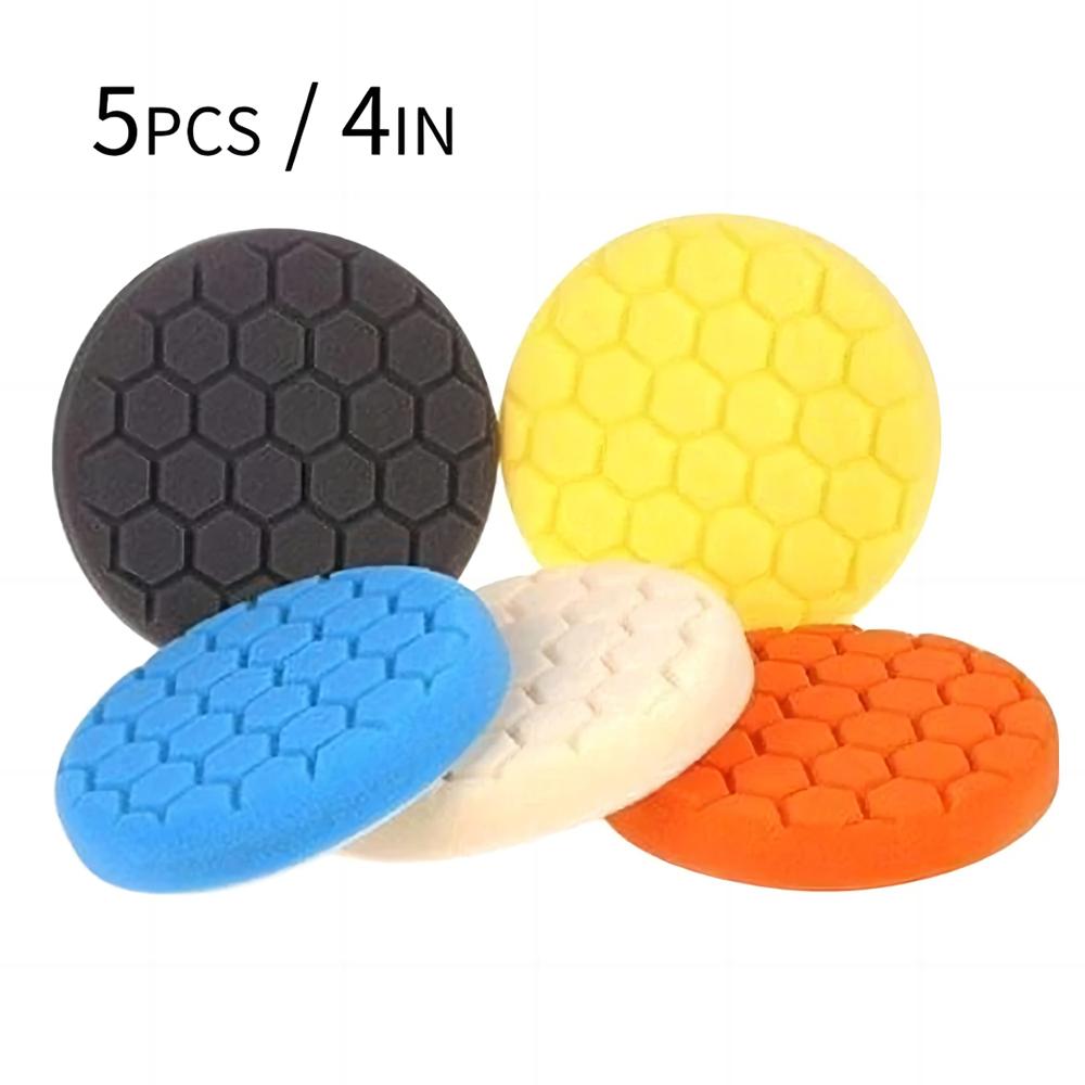 5PCS auto detailing pads polishing wheel for drill buffing kit 3/5/6/7 inch self adhesive polishing pad car wax applicator discs